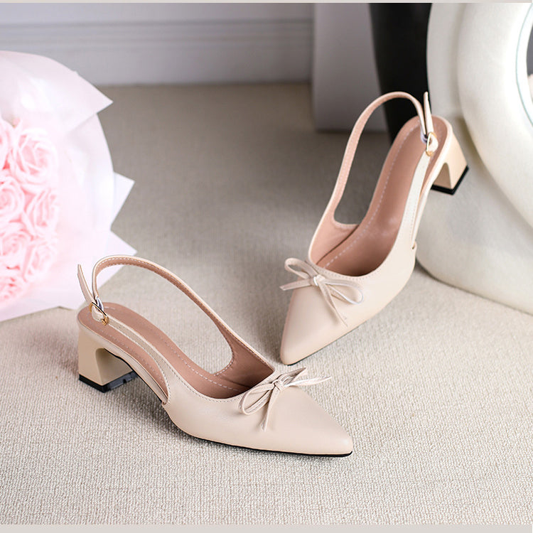 Pointed-toe chunky heel women&