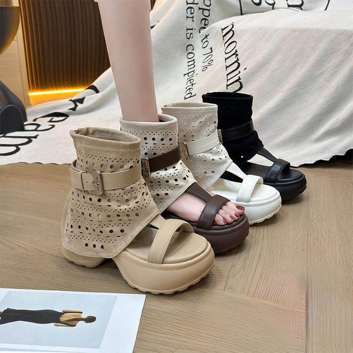 Cut-out open-toe platform sandals