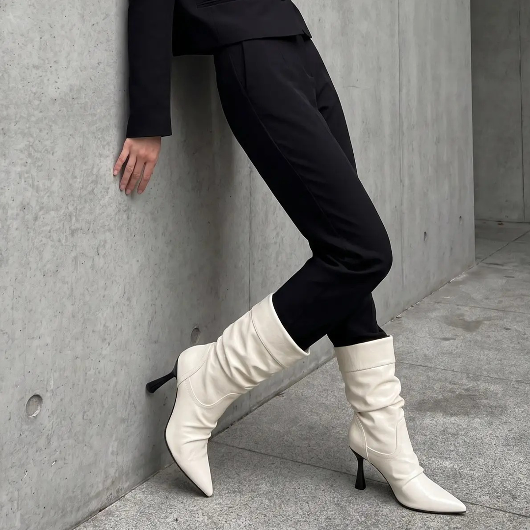 Slouch Pointed Toe Stiletto Mid‑Calf Boot