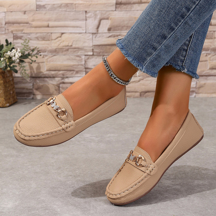 Casual soft-soled metallic flat loafers
