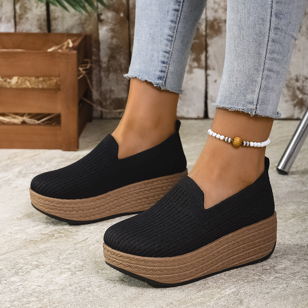 Comfort Knit Upper Wedge Heel Slip On Footwear