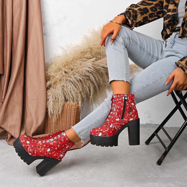 Platform Heel Ankle Boots