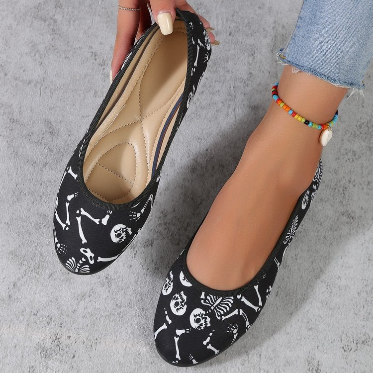 Halloween Print Round Toe Flats