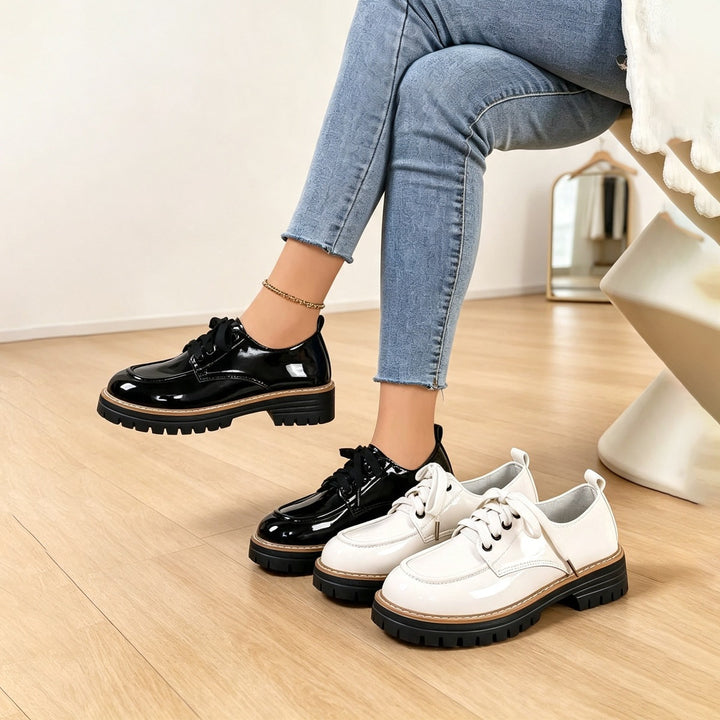 Round-toe lace-up casual loafers