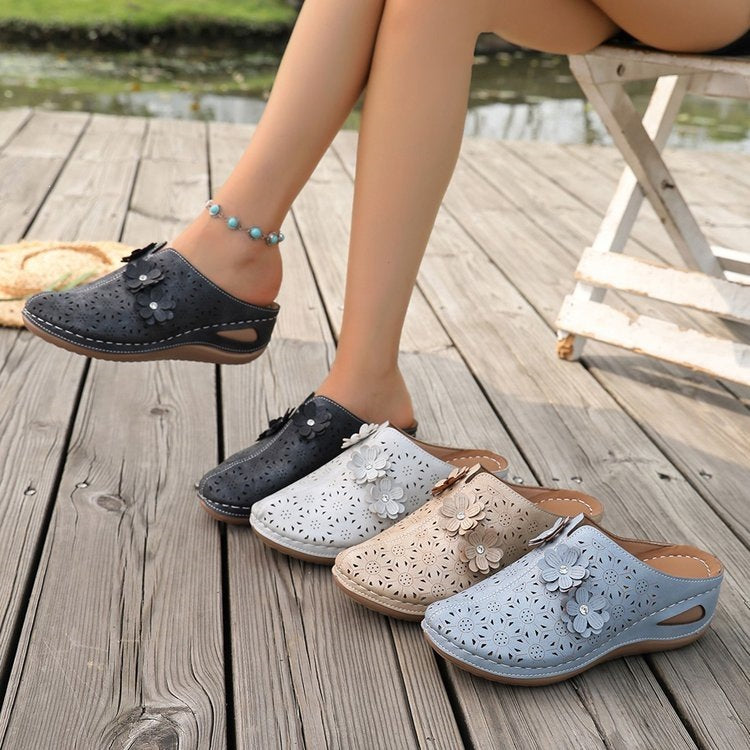 Floral Cut-Out Slide Sandals