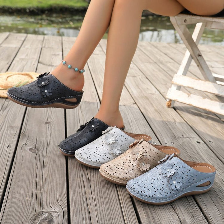 Floral Cut-Out Slide Sandals