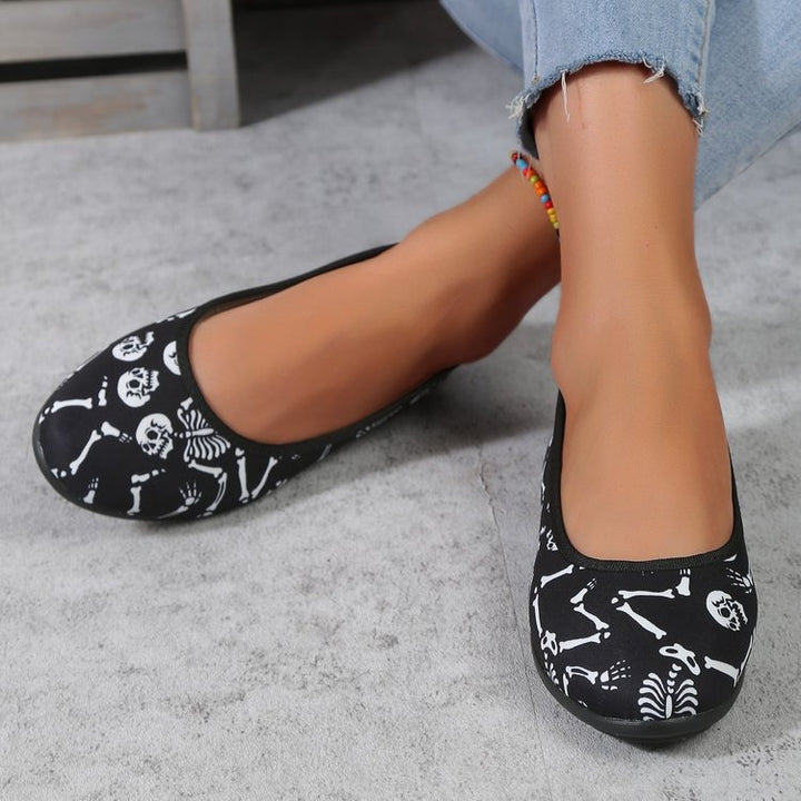 Halloween Print Round Toe Flats