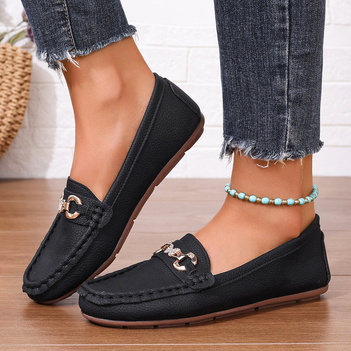 Casual soft-soled metallic flat loafers