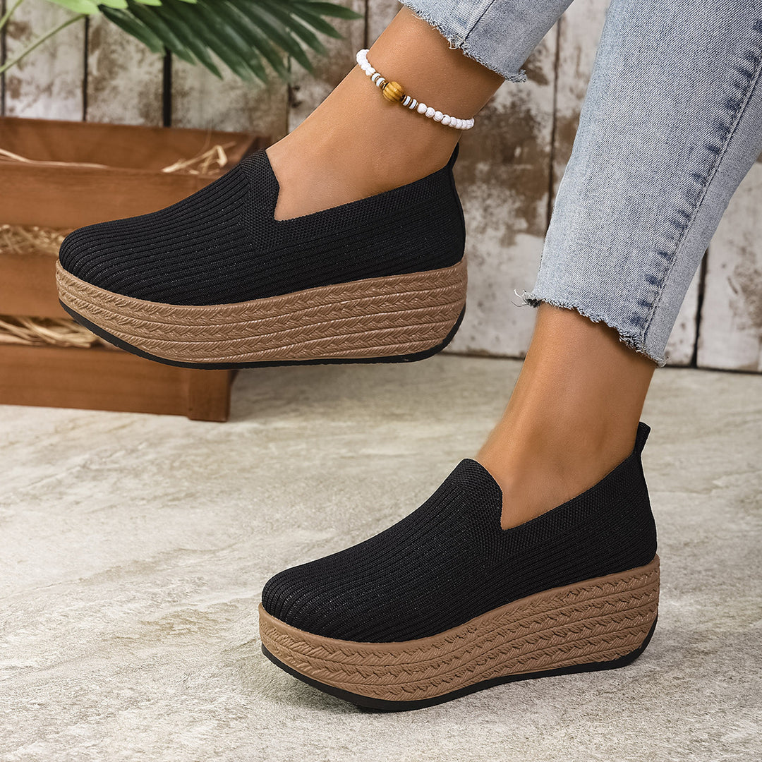 Comfort Knit Upper Wedge Heel Slip On Footwear