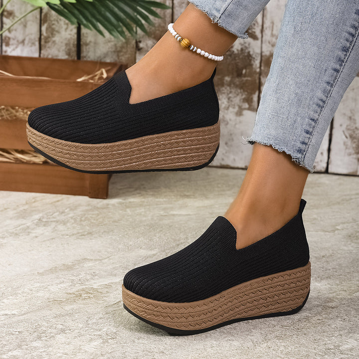 Comfort Knit Upper Wedge Heel Slip On Footwear