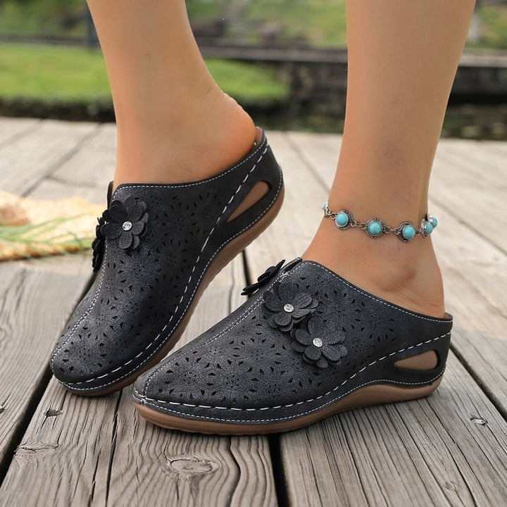 Floral Cut-Out Slide Sandals