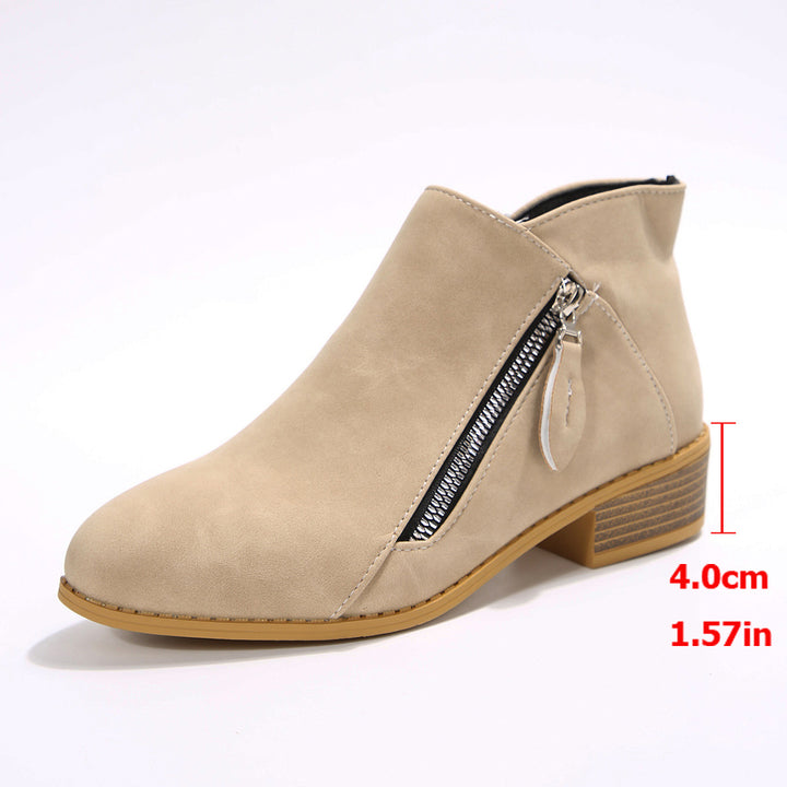 Pointed Toe Side Zip Block Heel Booties