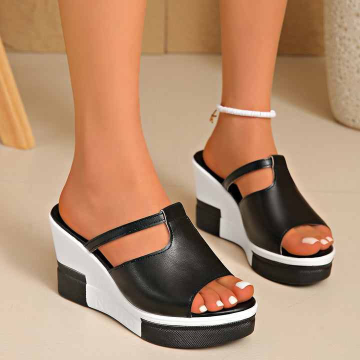 Thick Sole Wedge Slides Plus Size Ladies Shoes