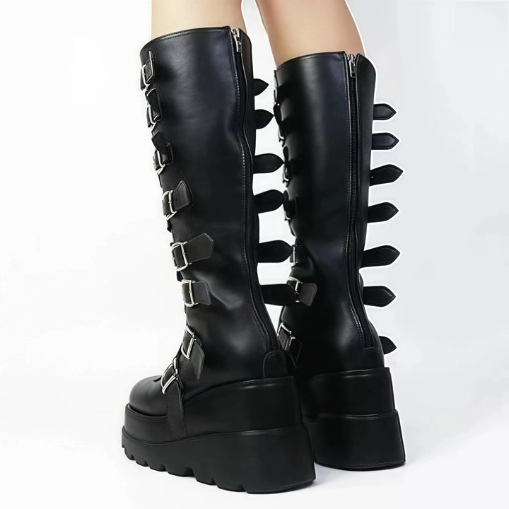 Gothic Buckle Platform Boots