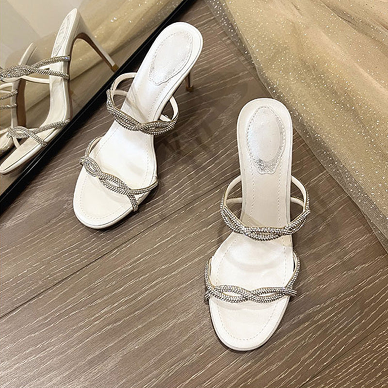 Criss-cross strap stiletto sandals