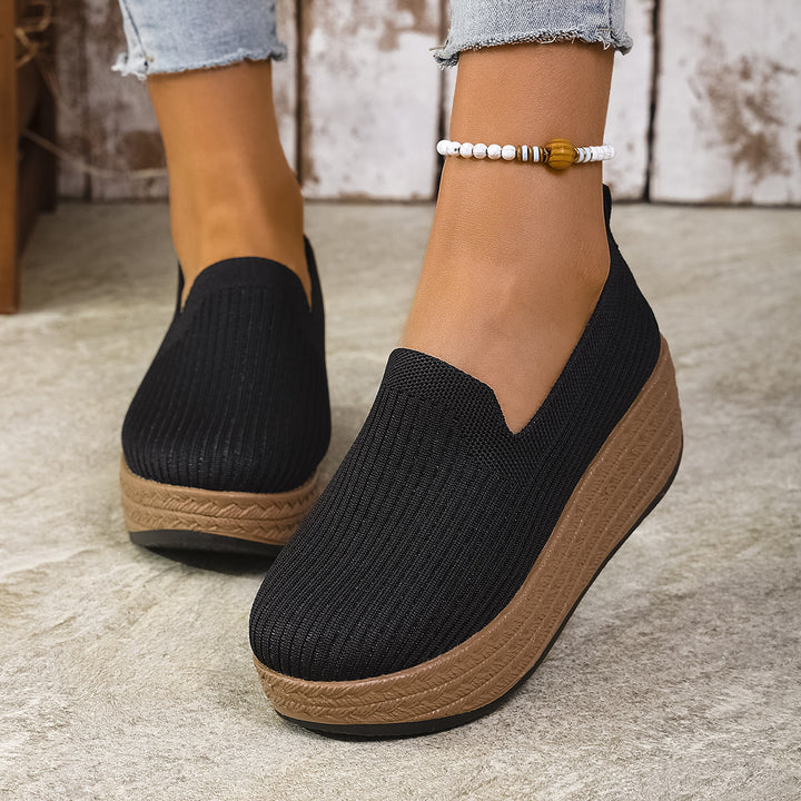 Comfort Knit Upper Wedge Heel Slip On Footwear