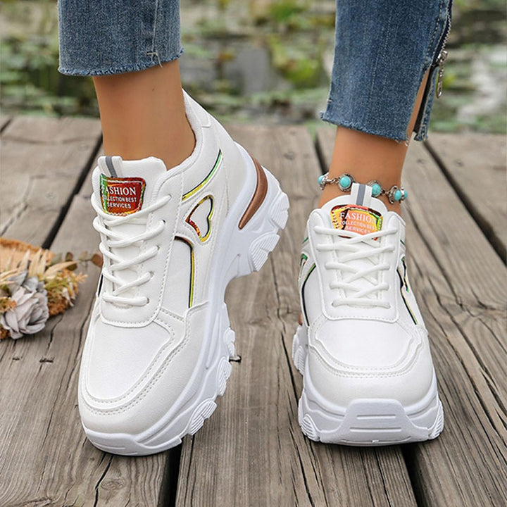 Iridescent Heart-Detail Platform Sneakers