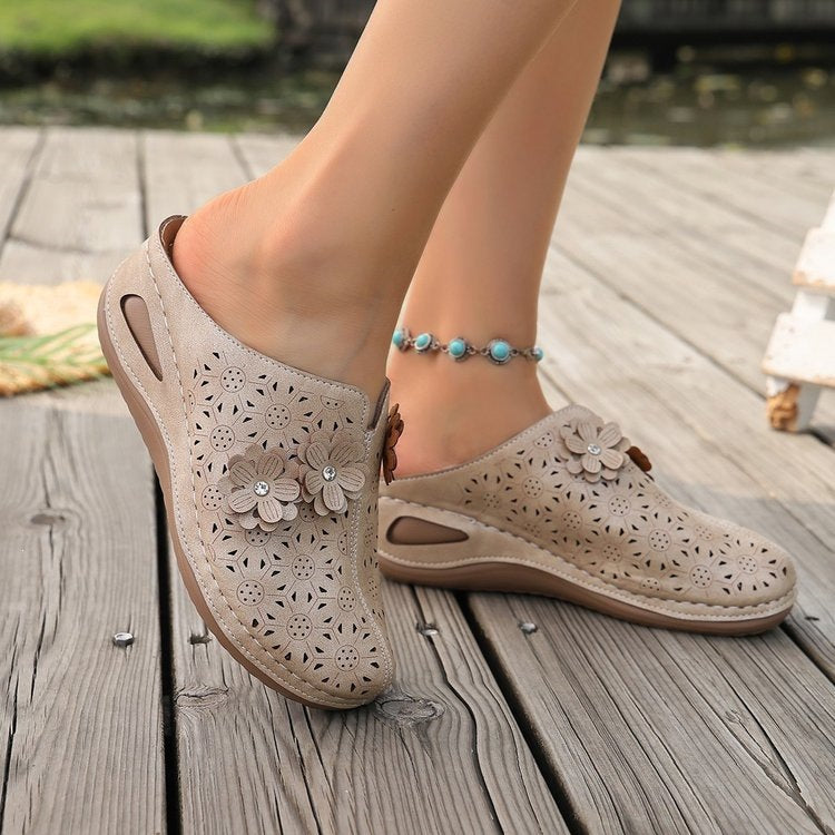 Floral Cut-Out Slide Sandals