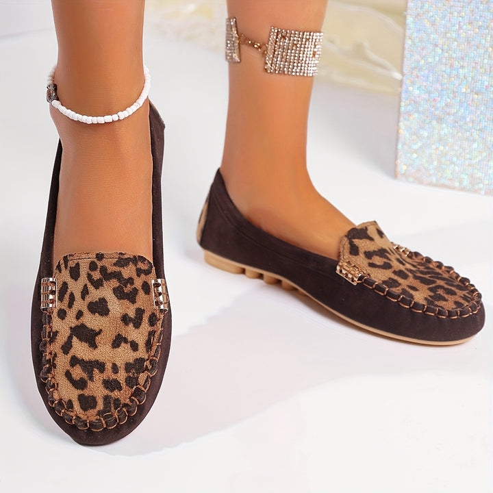 Leopard-print low-cut flats
