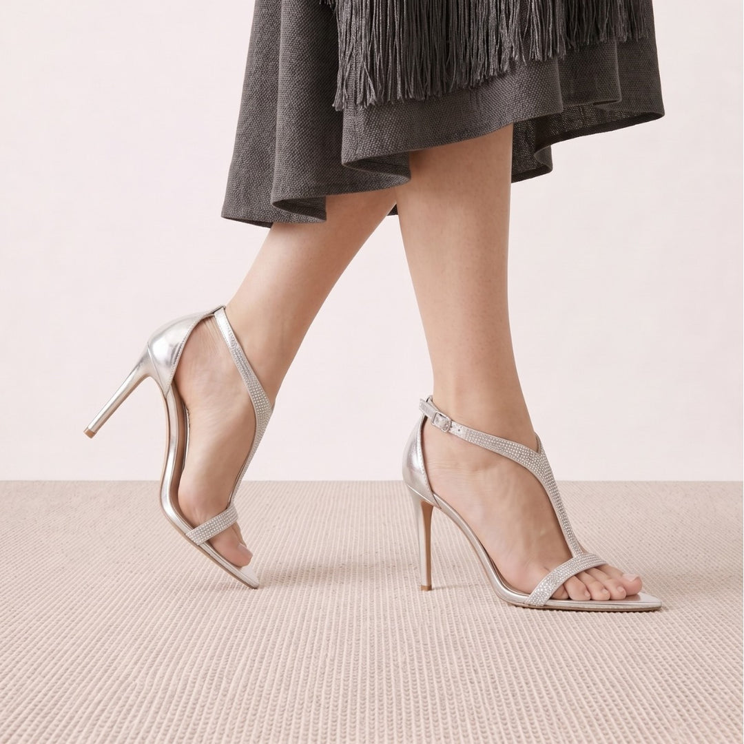 Rhinestone-embellished stiletto sandals