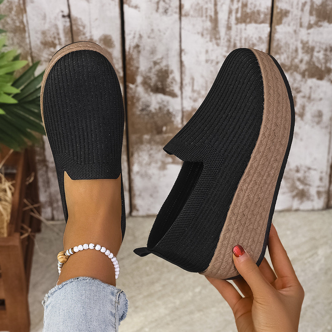 Comfort Knit Upper Wedge Heel Slip On Footwear