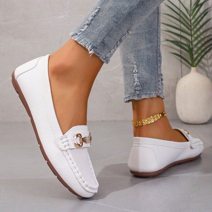 Casual soft-soled metallic flat loafers