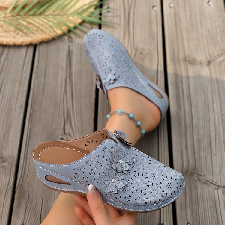 Floral Cut-Out Slide Sandals