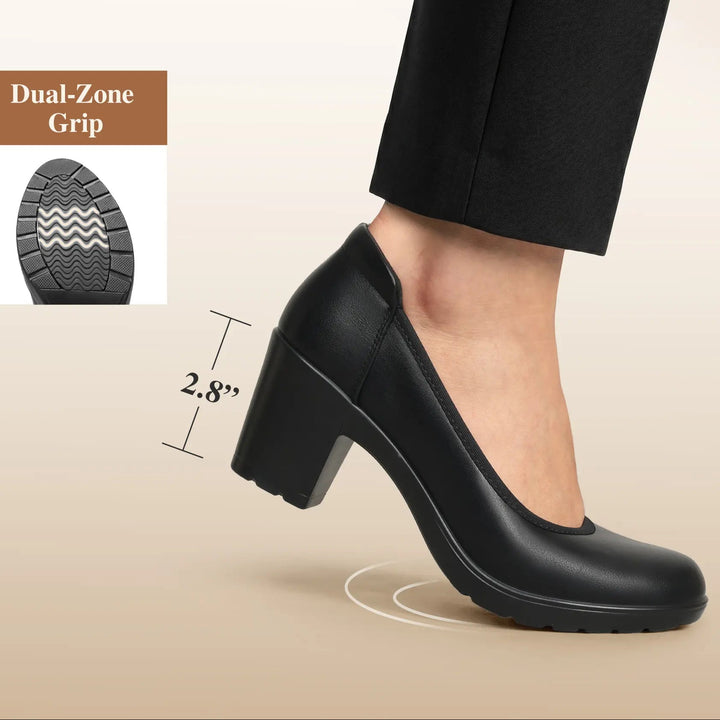Soft Leather Mid Heel Slip On Shoes