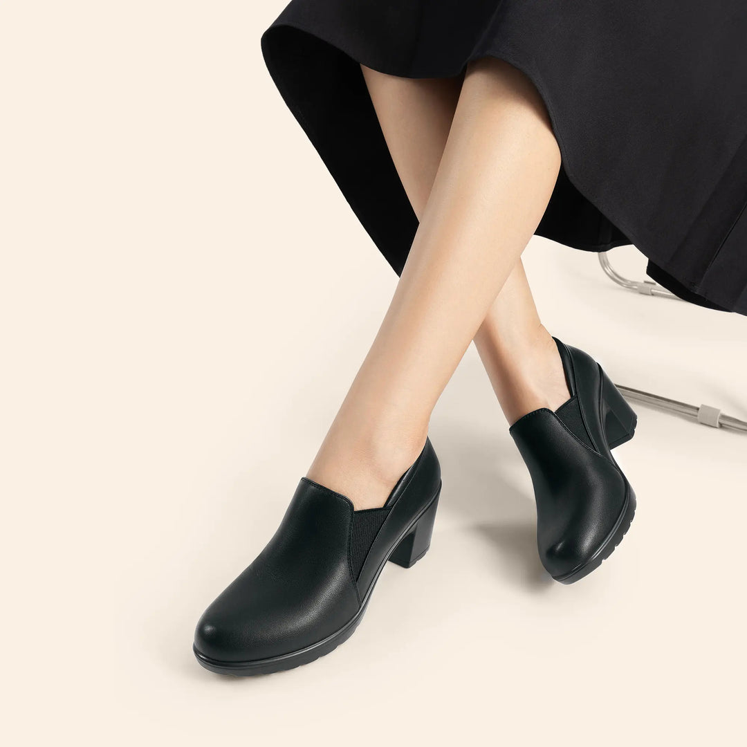 Low-cut block-heel loafers