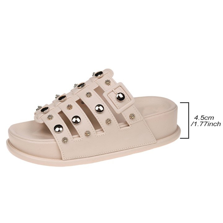 Stylish Stud Platform Soft Sole Women Slide Slippers