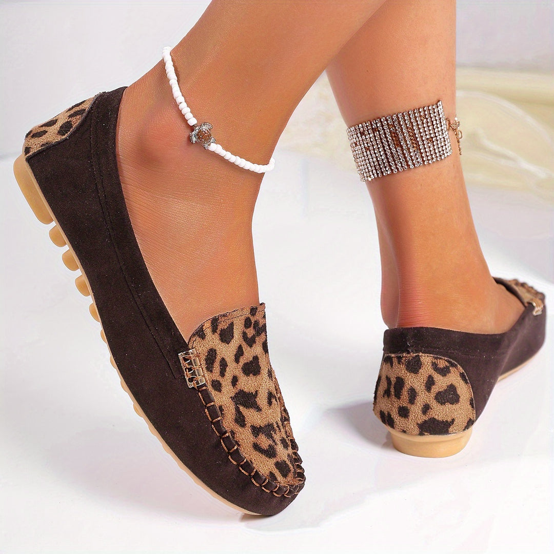 Leopard-print low-cut flats