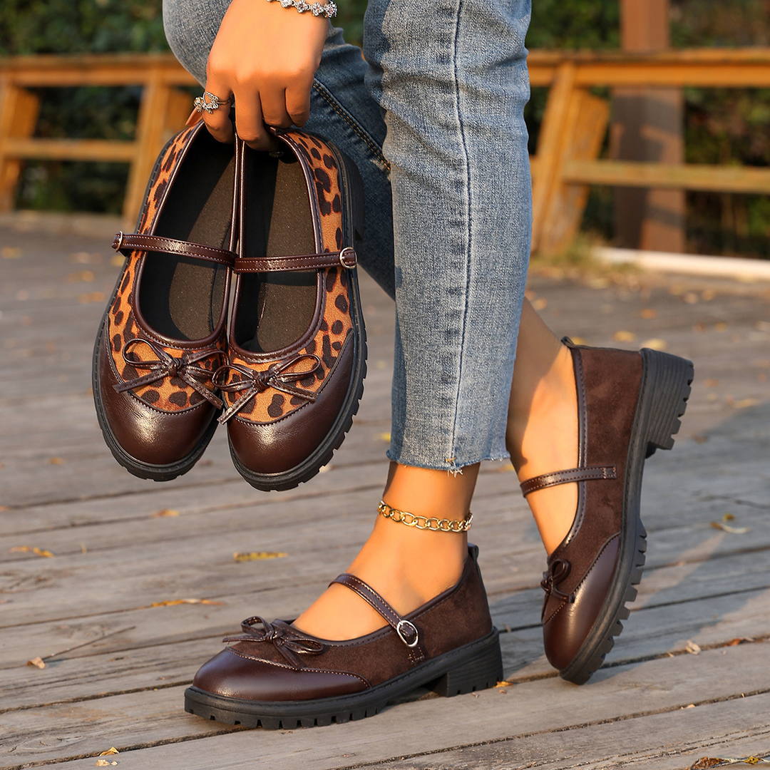 Bow Decor Chunky Sole Mary Jane Flats