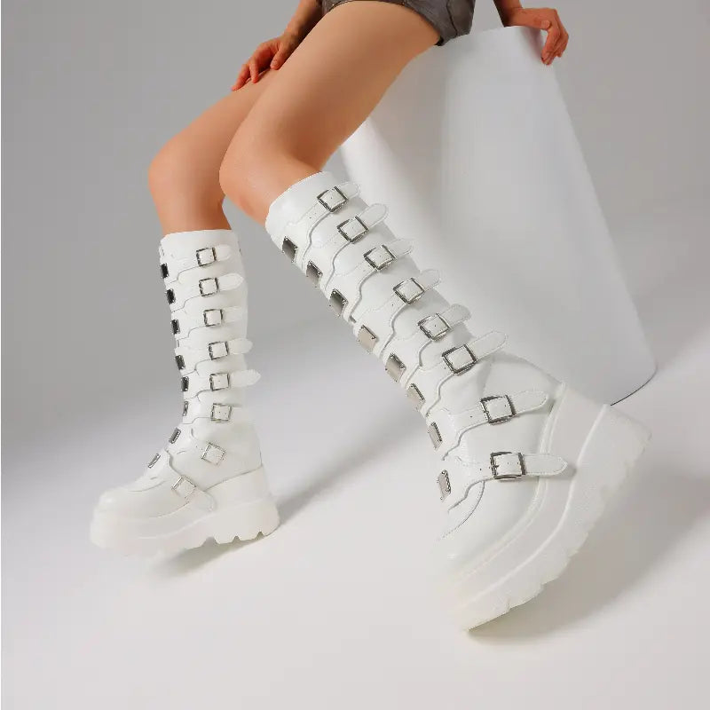 Gothic Buckle Platform Boots