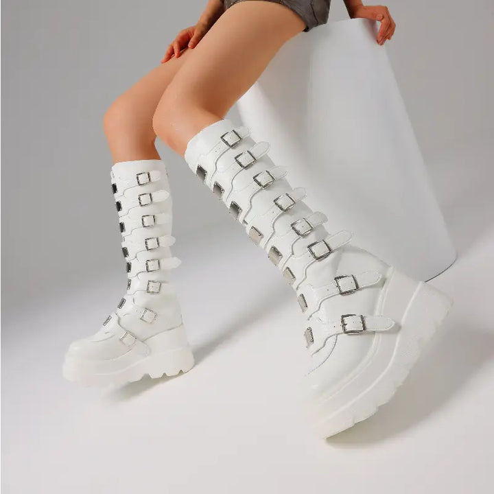 Gothic Buckle Platform Boots