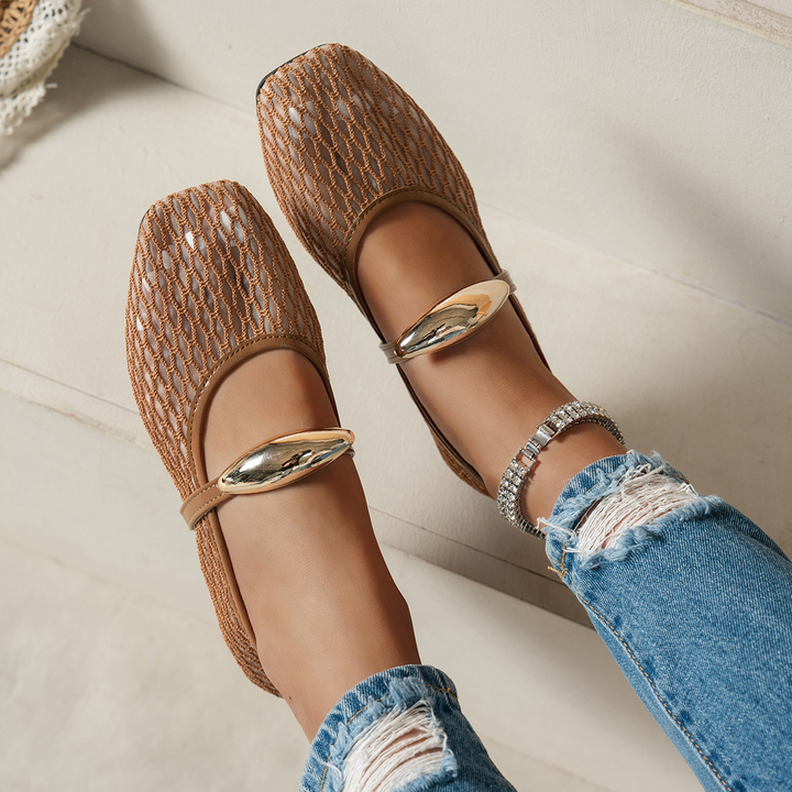 Summer Airy Mesh Mary Jane Flats with