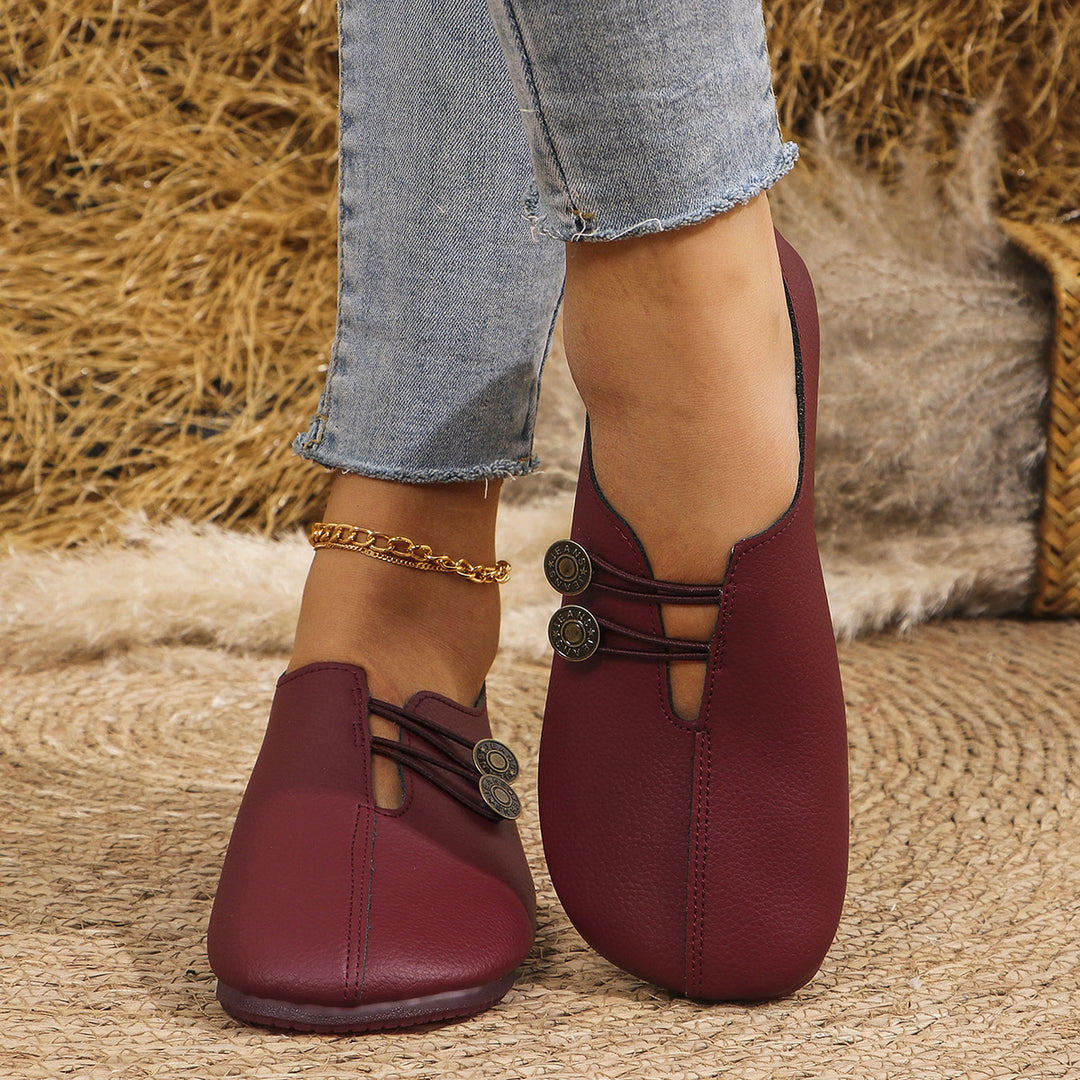 Vintage Square Toe Cutout Slip On Flats