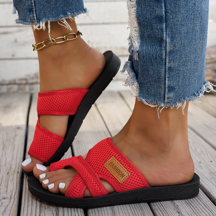Summer Mesh Strap Flat Sandals For Women