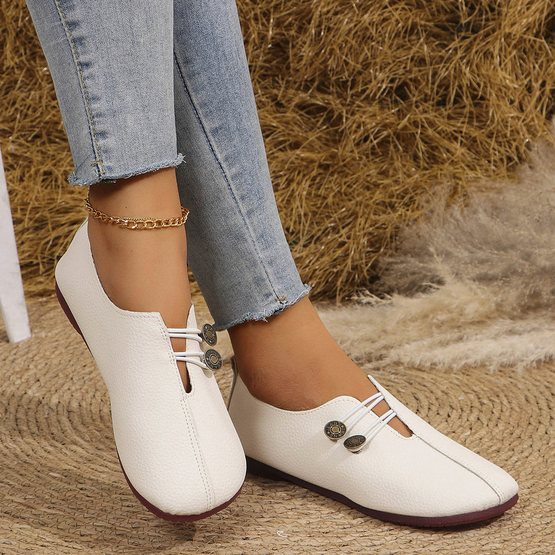 Vintage Square Toe Cutout Slip On Flats