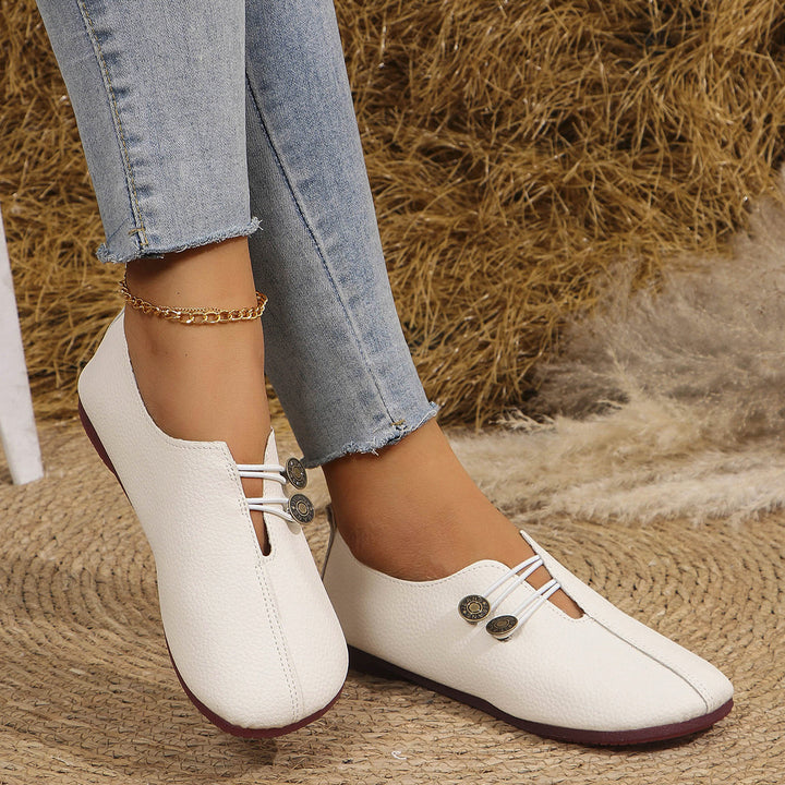 Vintage Square Toe Cutout Slip On Flats