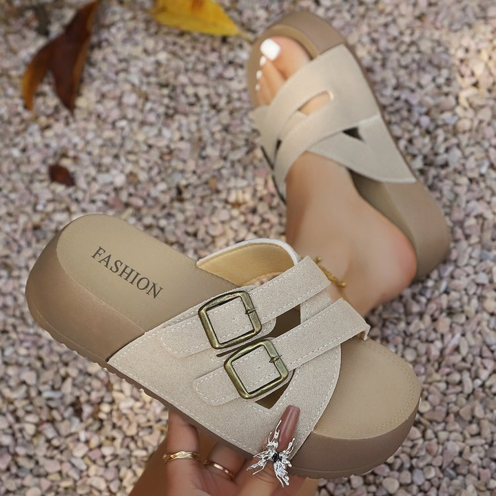 Casual Open-Toe Buckle Slide Sandals