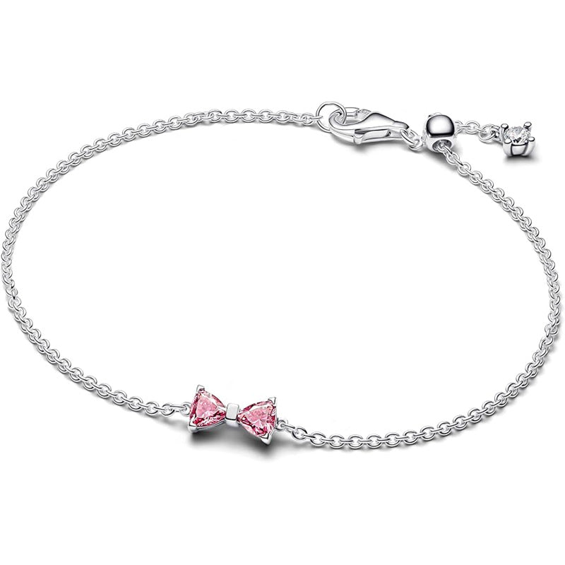 Diamond-set bow zircon bracelet