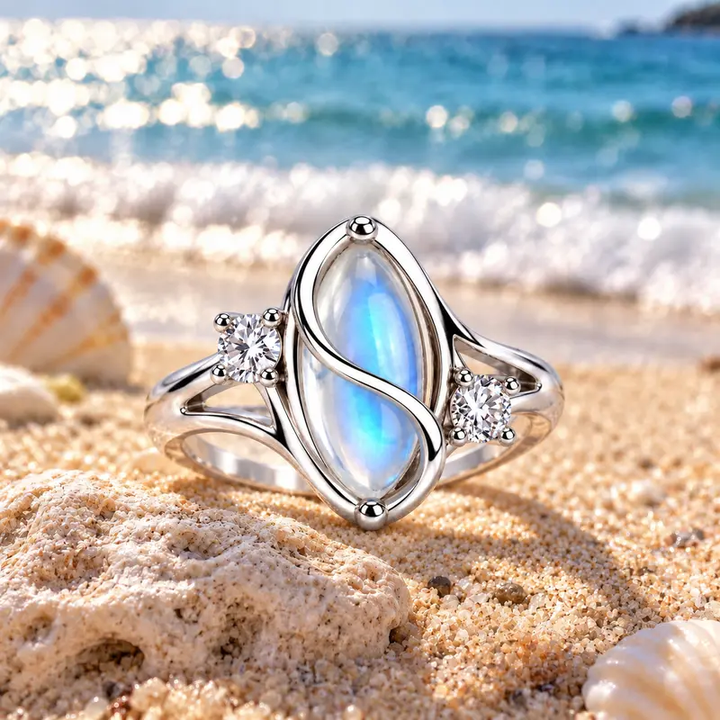 Unique Swirl Marquise Stone Ring