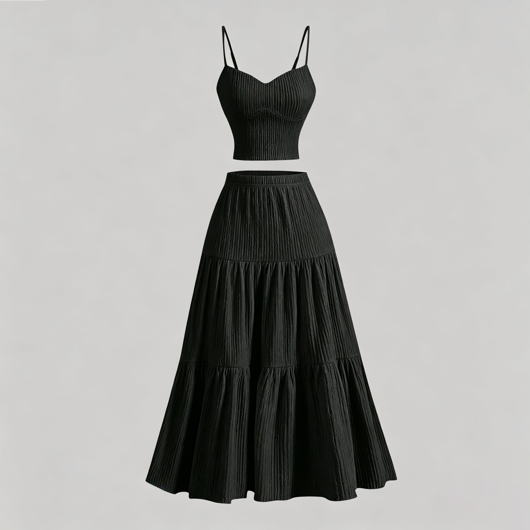 Textured camisole and skirt set