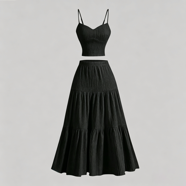 Textured camisole and skirt set