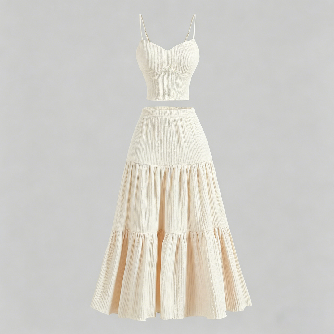 Textured camisole and skirt set