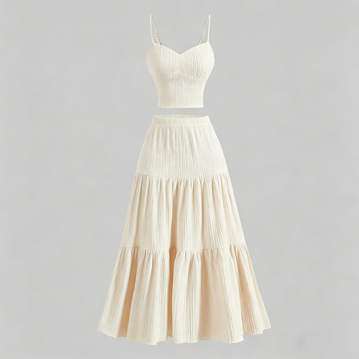 Textured camisole and skirt set