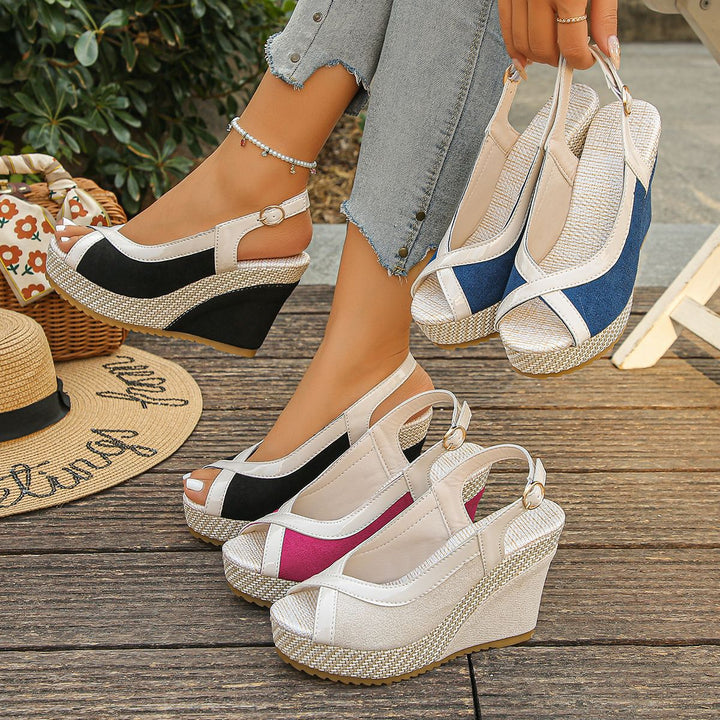 Open Toe Slingback Wedge Sandals