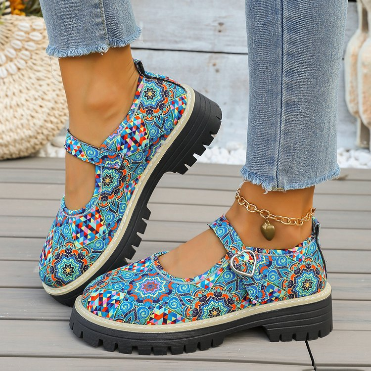 Bohemian Print Mary Jane Platform Shoes