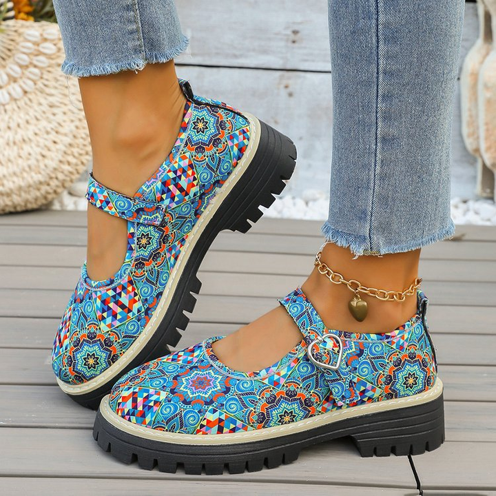 Bohemian Print Mary Jane Platform Shoes