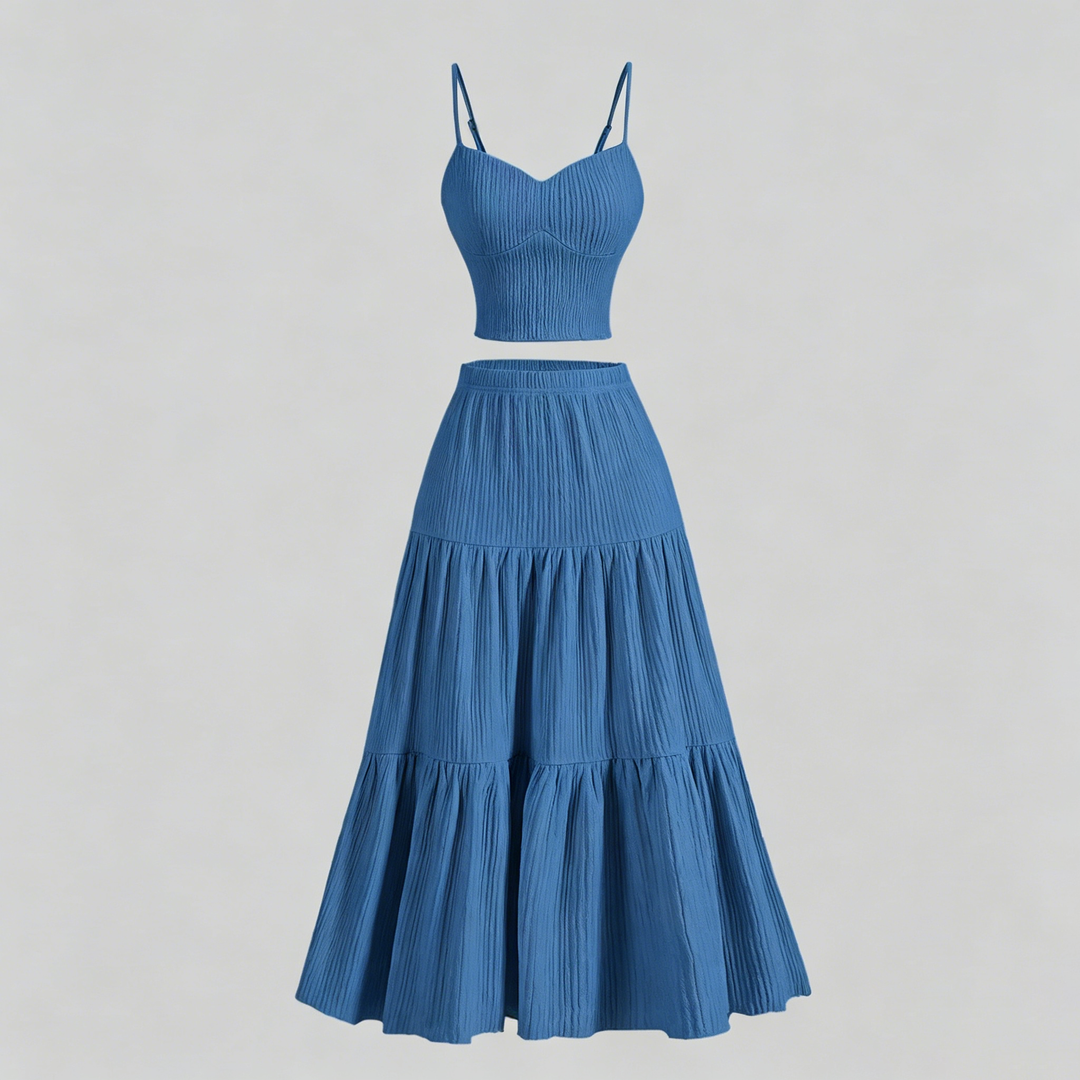 Textured camisole and skirt set